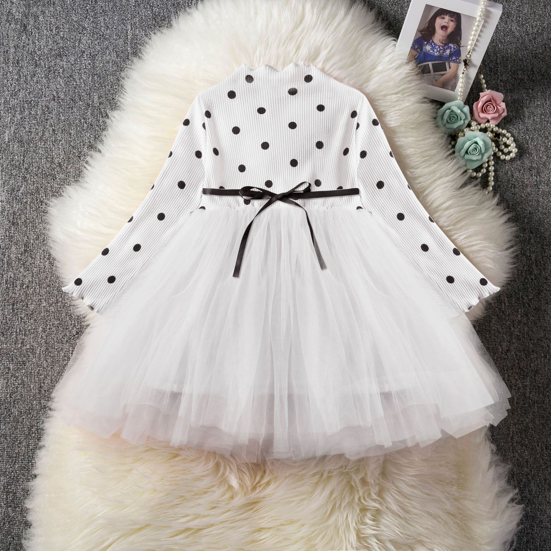 Baby Girls Long Sleeve Tutu Lace Dress – 1st Birthday & Christening Gown