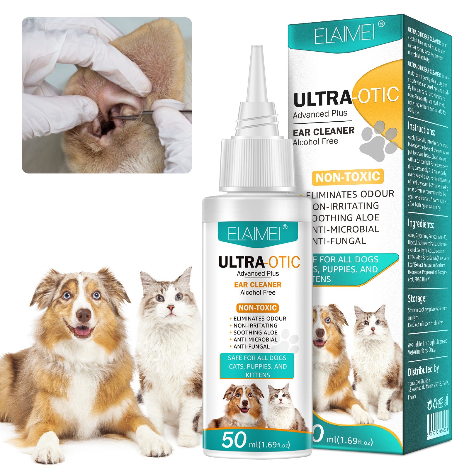 Pet Ear Cleaning Liquid – Ear Mite Removal for Dogs & Cats