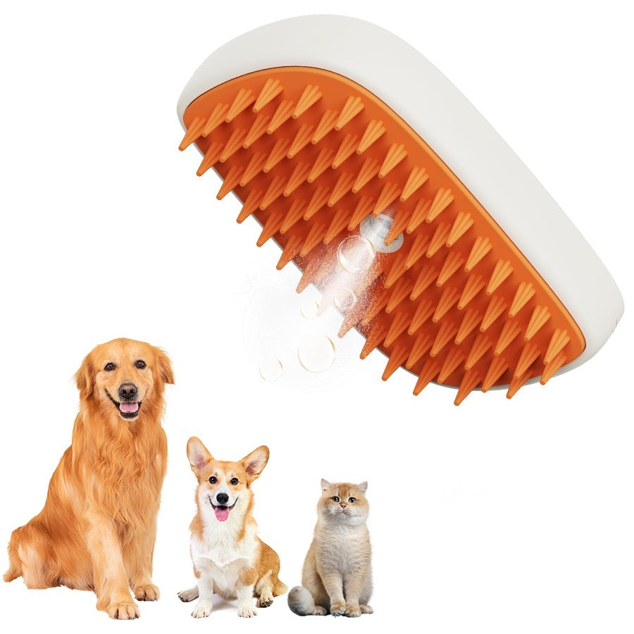 USB Rechargeable Pet Steam Brush – Spray Massage Comb for Cats & Dogs