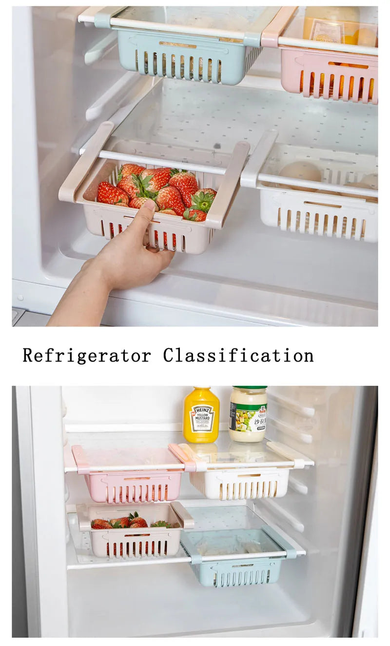 Adjustable Kitchen Fridge Storage Rack