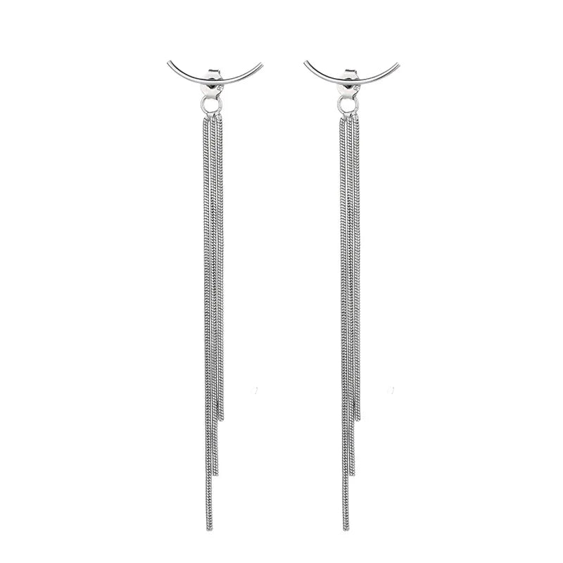 Sterling Silver Tassel Long Drop Earrings for Women