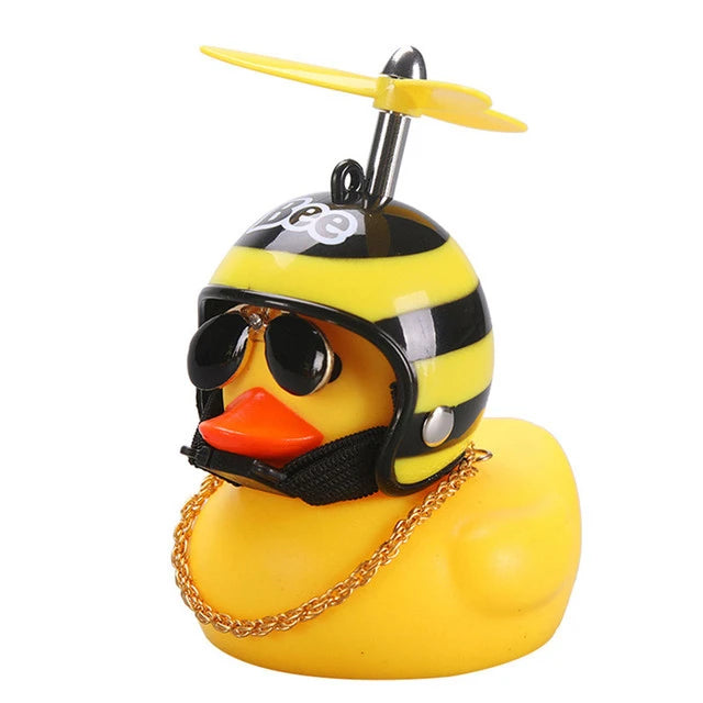 Car Cute Little Yellow Duck With Helmet