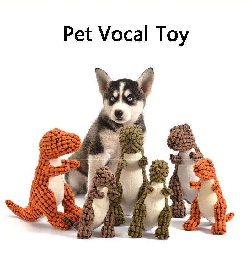 Dinosaur Chew Toy for Dogs & Cats – Corn Wool Training Toy for Small Pets