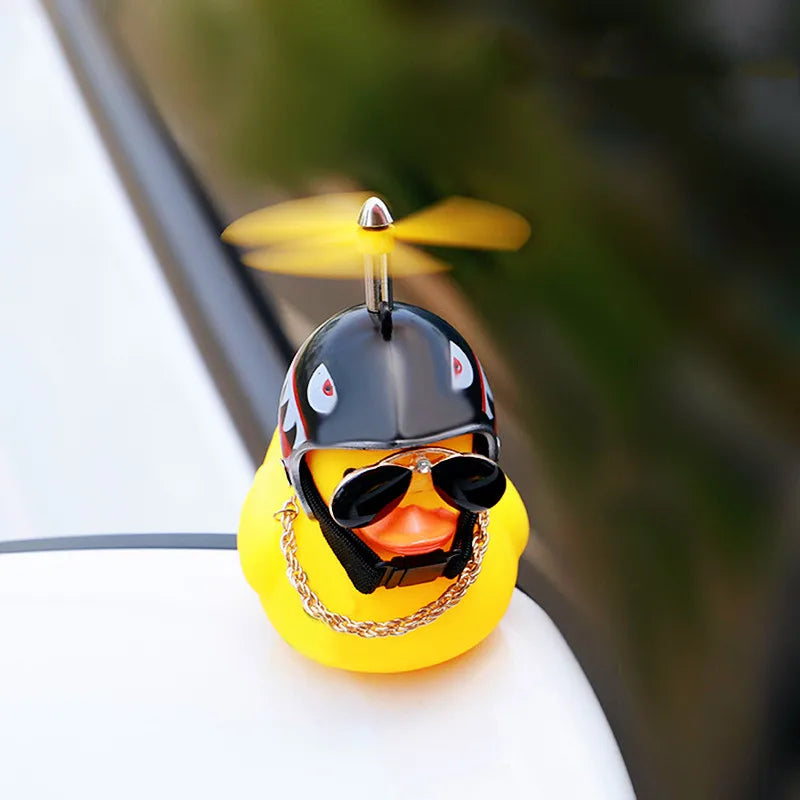 Car Cute Little Yellow Duck With Helmet