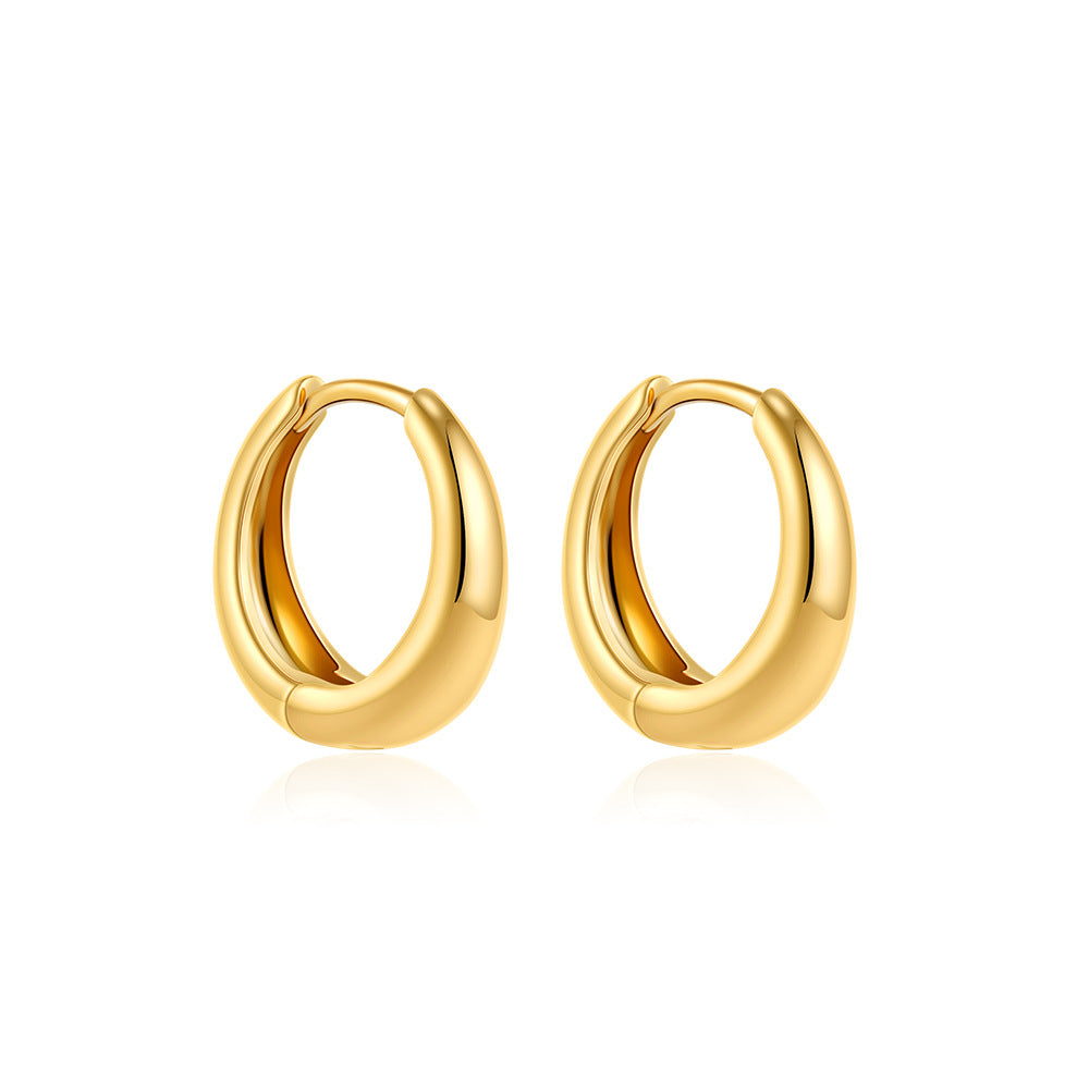 Women's 18K Gold Glossy And Simple Earrings