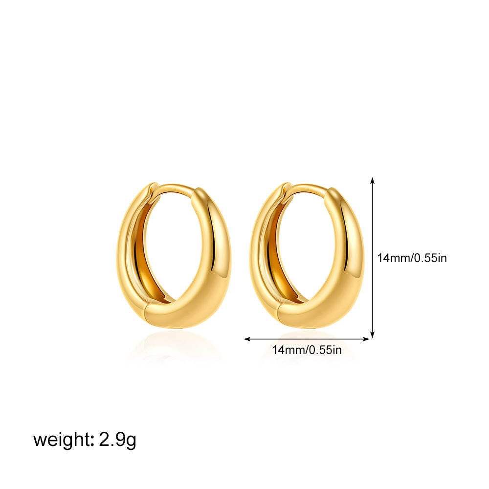 Women's 18K Gold Glossy And Simple Earrings