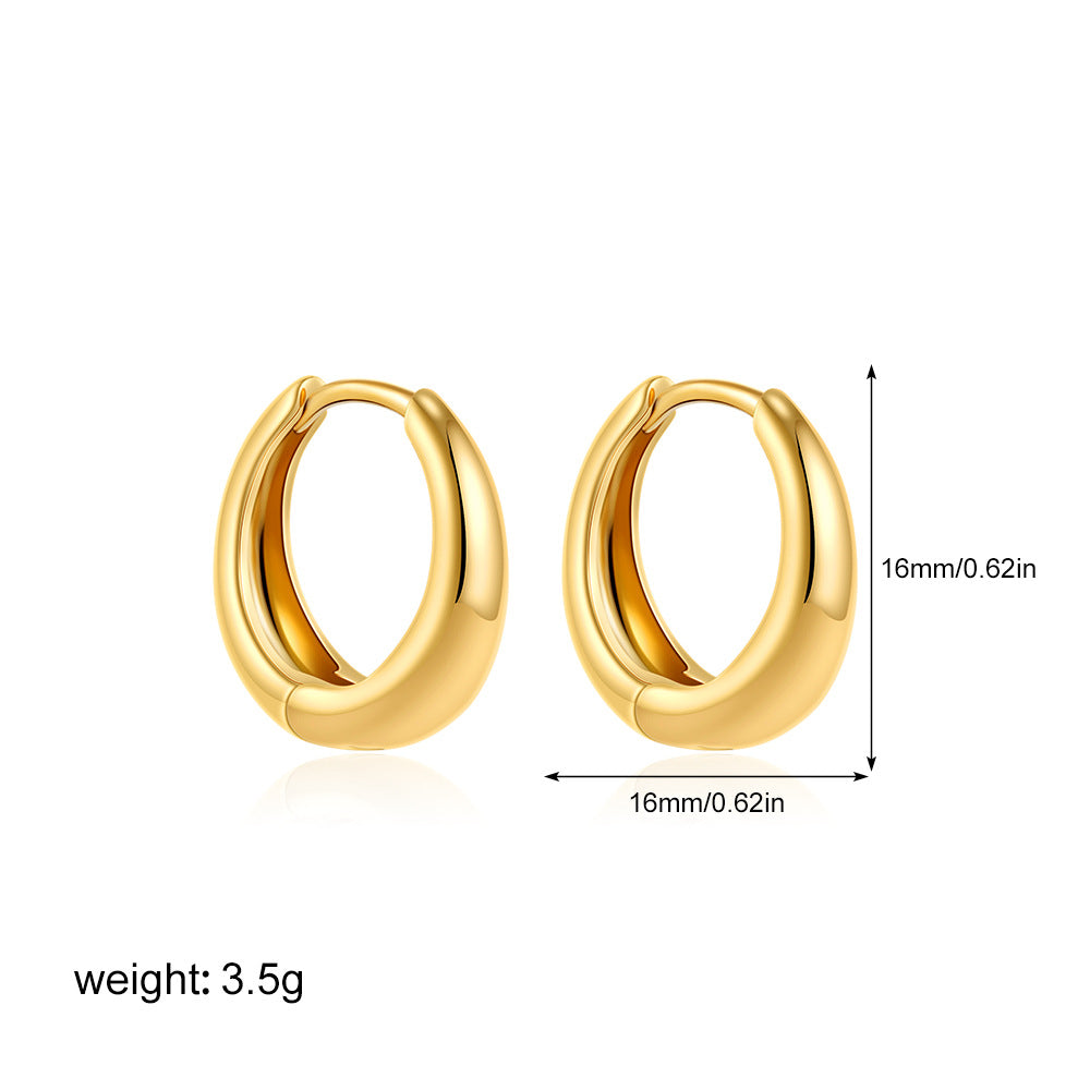 Women's 18K Gold Glossy And Simple Earrings