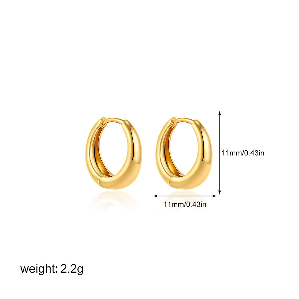 Women's 18K Gold Glossy And Simple Earrings