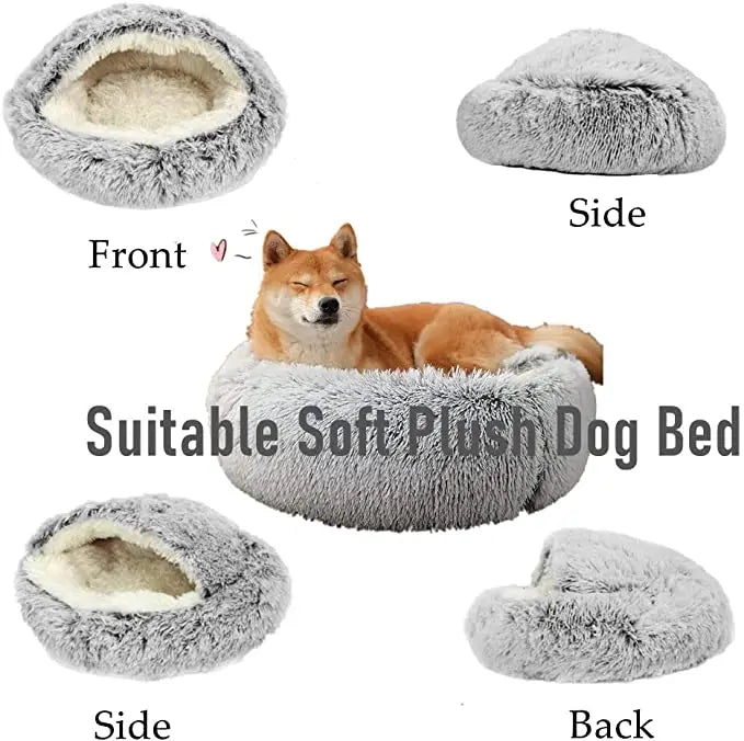 Winter Plush 2-in-1 Cat Bed & Cushion House for Small Dogs & Cats – Warm Sleep Bag & Nest