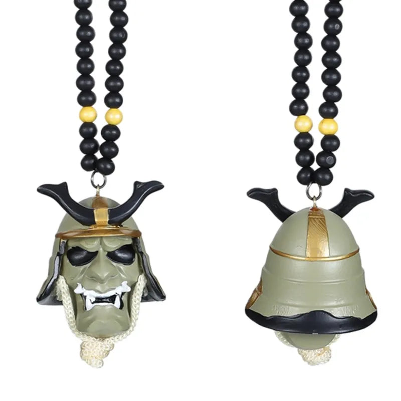 Japanese Oni Samurai Helmet Pendant – Kabuto Mask Rearview Mirror Accessory