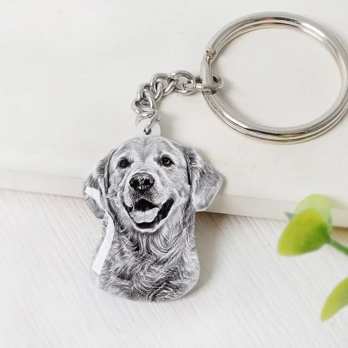 Custom Pet Photo Keychain – Personalized Dog & Cat Keyring Gift for Animal Lovers