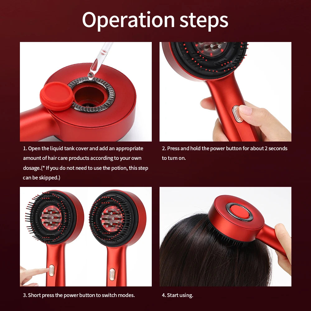 Electric Scalp Massager with Red Light Therapy & Oil Applicator for Hair Growth