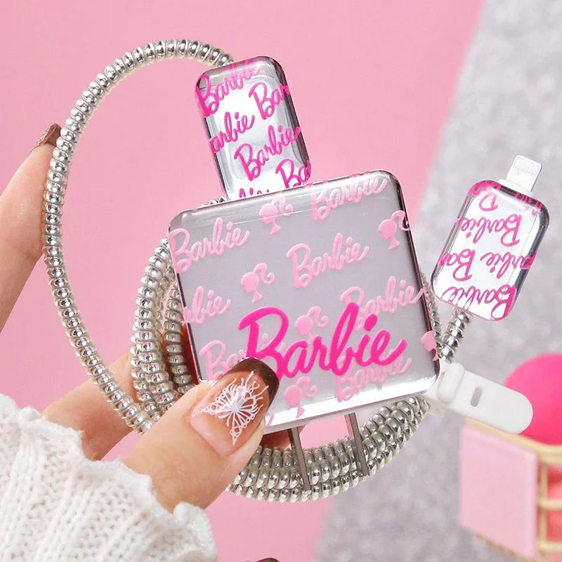 MINISO Kawaii Barbie iPhone Charger Cover – Cute Silicone & PVC Accessory