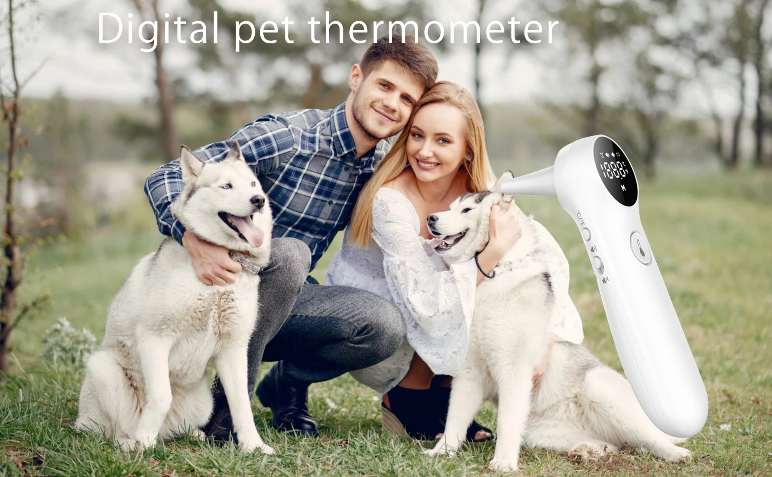 Pet Ear Thermometer for Dogs & Cats – Includes 20 Swabs for Livestock & Pets