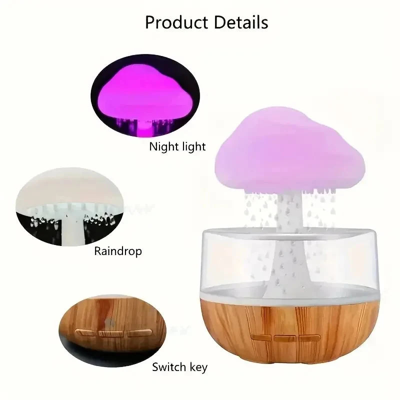 Xiaomi Rain Cloud Humidifier – Colorful Mushroom Night Light & Essential Oil Diffuser