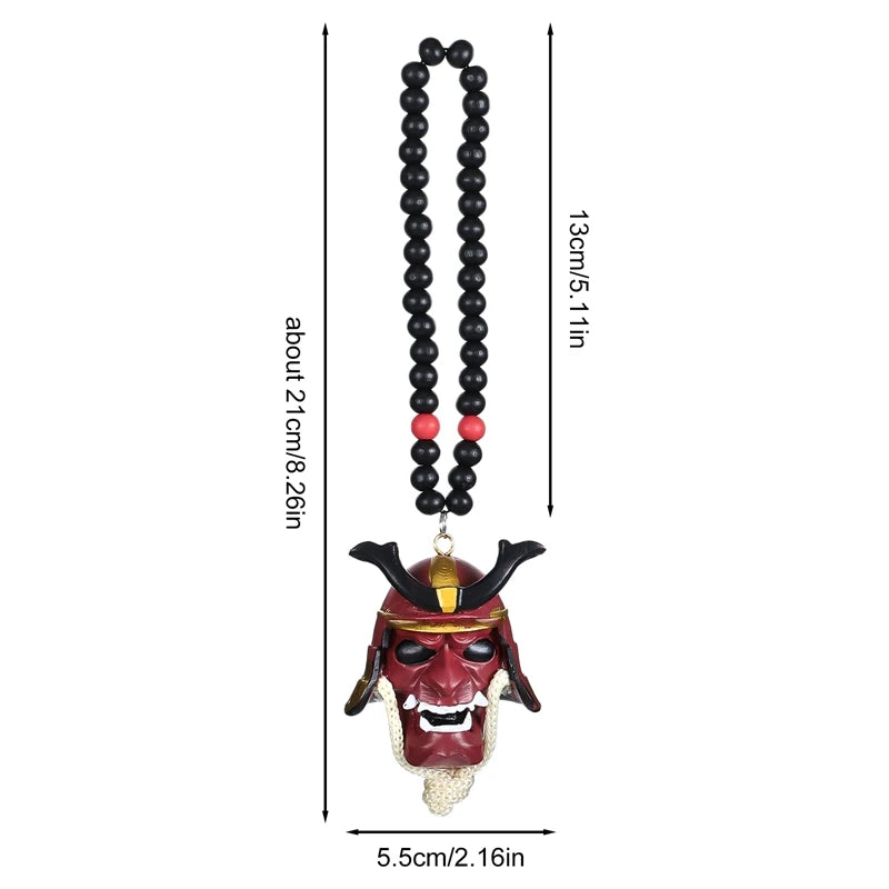 Japanese Oni Samurai Helmet Pendant – Kabuto Mask Rearview Mirror Accessory