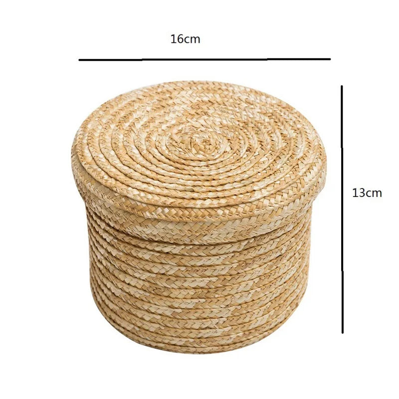 Grass Hand-woven Storage Basket With Lid