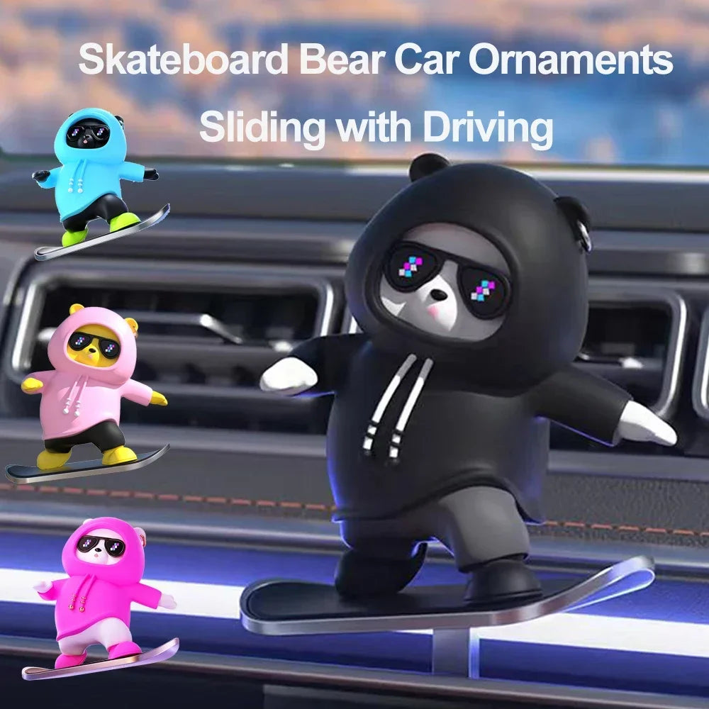 Automatic Sliding Skateboard Bear Car Ornaments