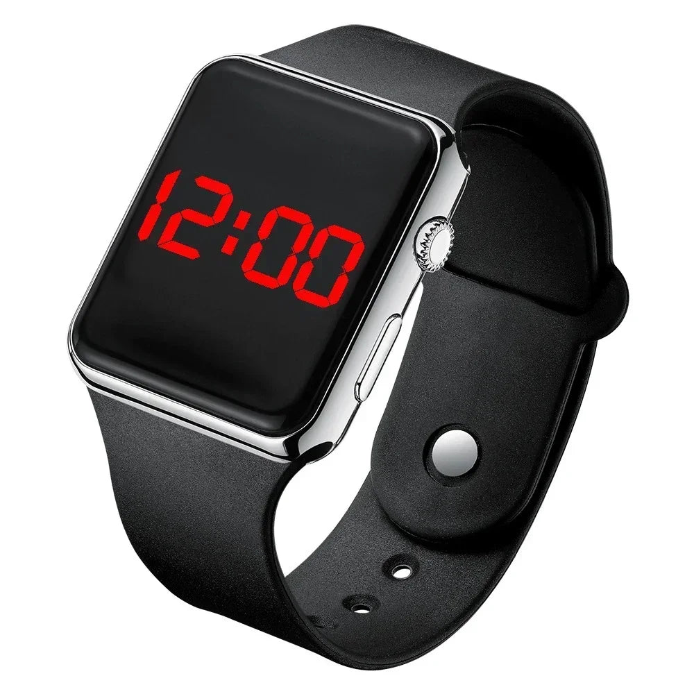 Unisex Digital LED Watch – Square Silicone Sport Wristwatch