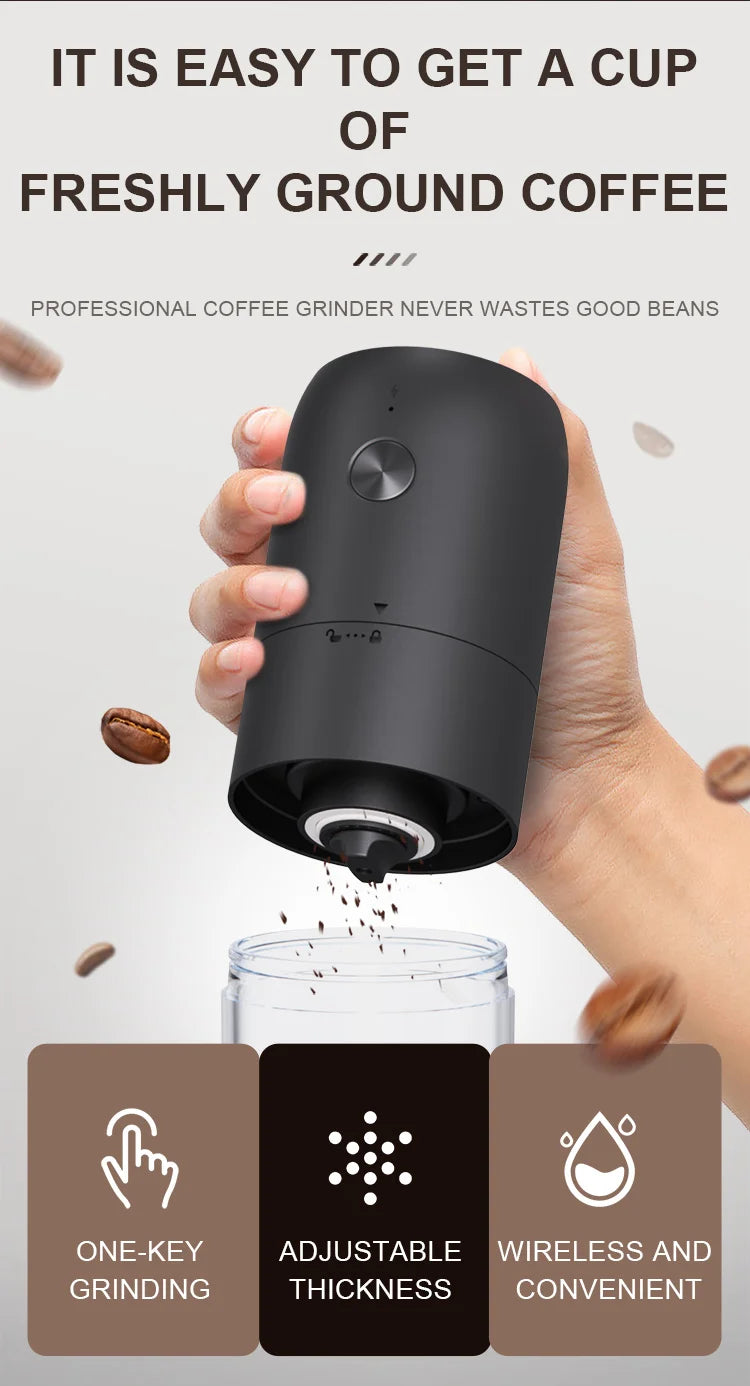 Mini Ceramic Coffee Grinder – Portable Electric One-Click Grinding Machine