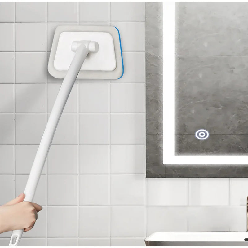 Multifunctional Bathroom Wall & Floor Brush – Long Handle Removable Sponge