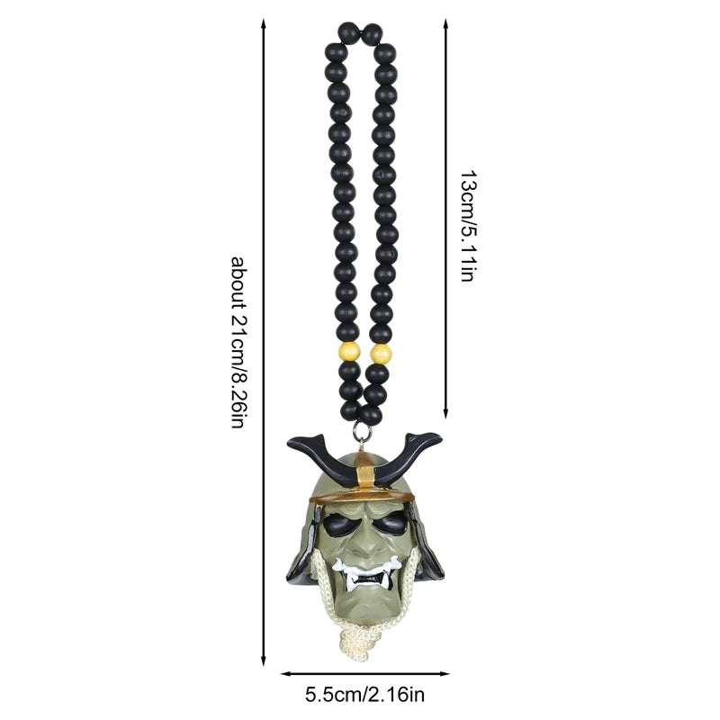 Japanese Oni Samurai Helmet Pendant – Kabuto Mask Rearview Mirror Accessory