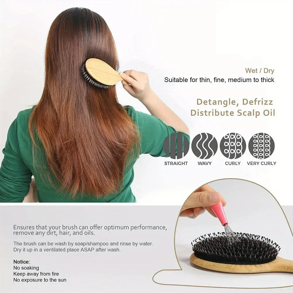 Natural Boar Bristle Hair Brush