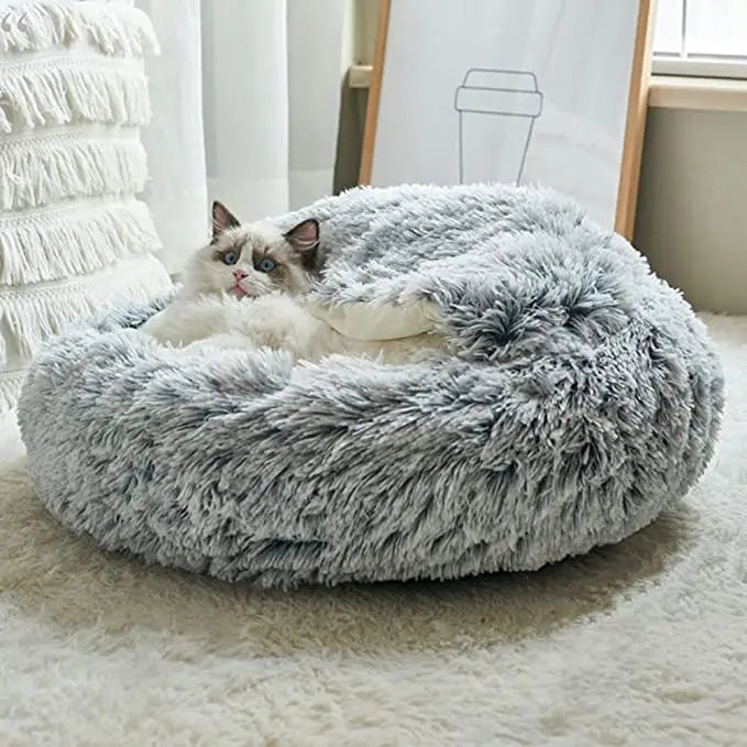 Winter Plush 2-in-1 Cat Bed & Cushion House for Small Dogs & Cats – Warm Sleep Bag & Nest