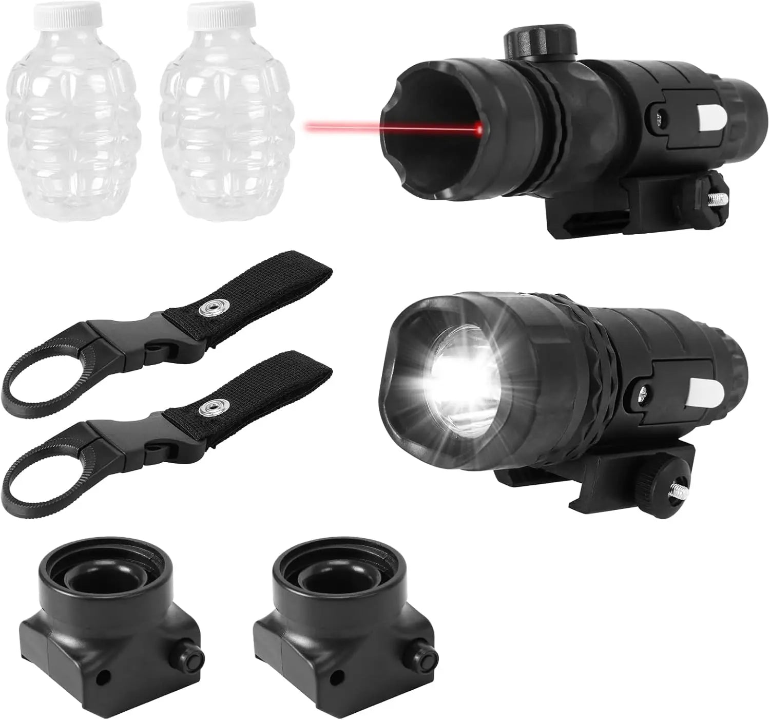 Gel Ball Gun Accessories – Laser, Bottle Adapter, Hopper & Flashlight