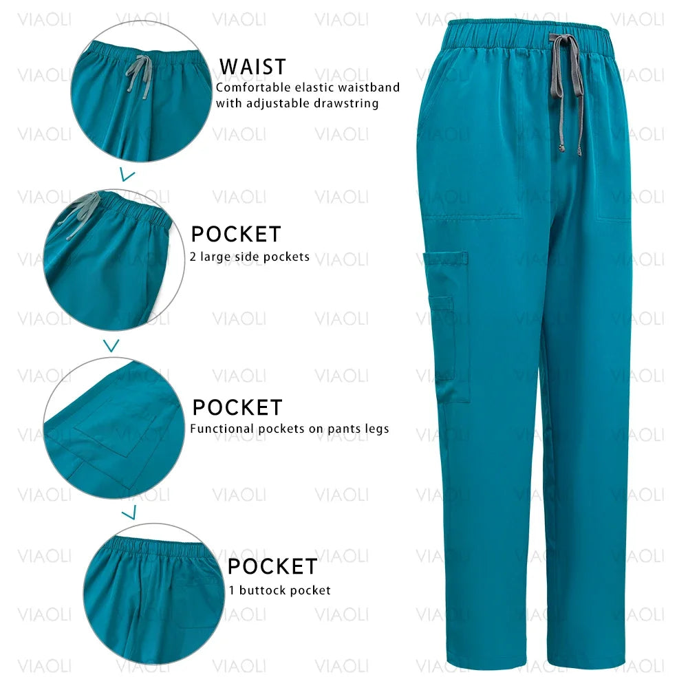 Women's Medical Uniform Set – Elastic Scrub Top & Pants for Nurses & Doctors