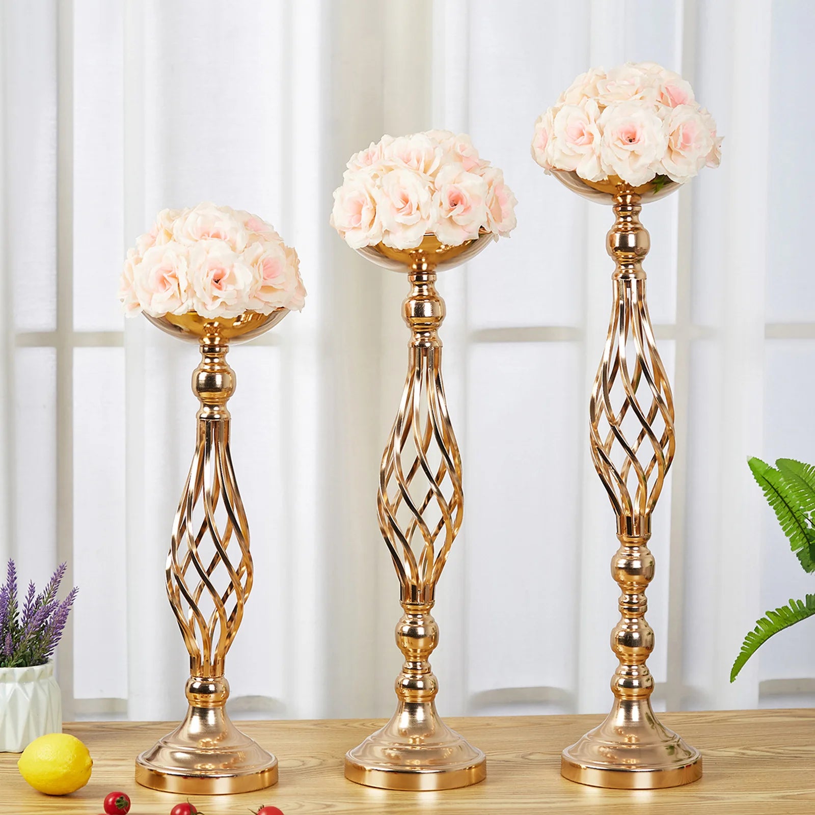 Table Candle Holder Decoration Golden Iron Art Vase