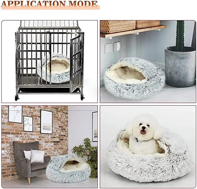 Winter Plush 2-in-1 Cat Bed & Cushion House for Small Dogs & Cats – Warm Sleep Bag & Nest