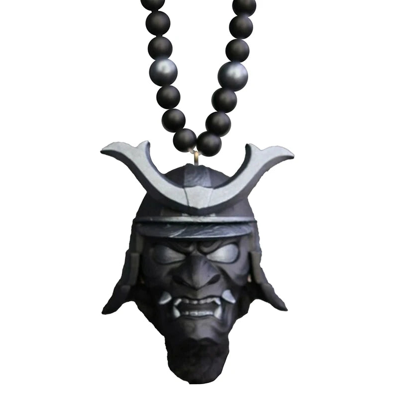 Japanese Oni Samurai Helmet Pendant – Kabuto Mask Rearview Mirror Accessory