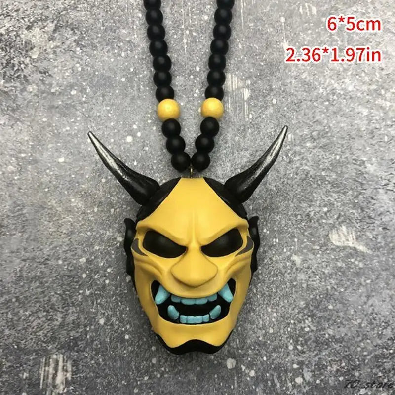 Japanese Oni Samurai Helmet Pendant – Kabuto Mask Rearview Mirror Accessory