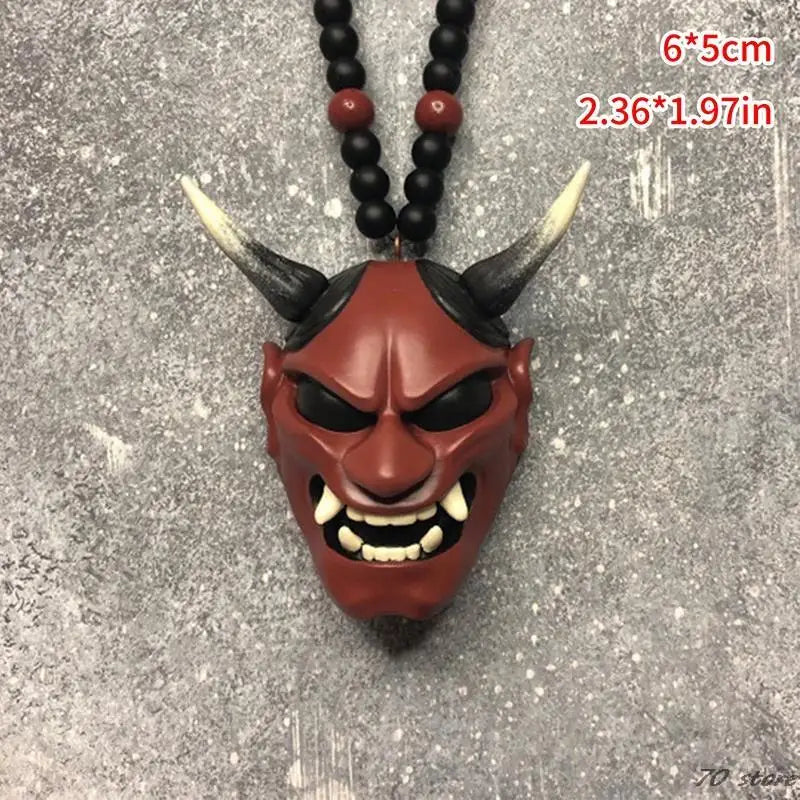 Japanese Oni Samurai Helmet Pendant – Kabuto Mask Rearview Mirror Accessory