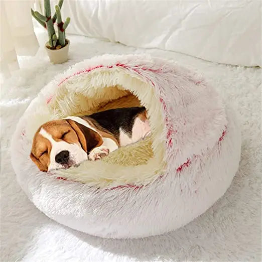 Winter Plush 2-in-1 Cat Bed & Cushion House for Small Dogs & Cats – Warm Sleep Bag & Nest