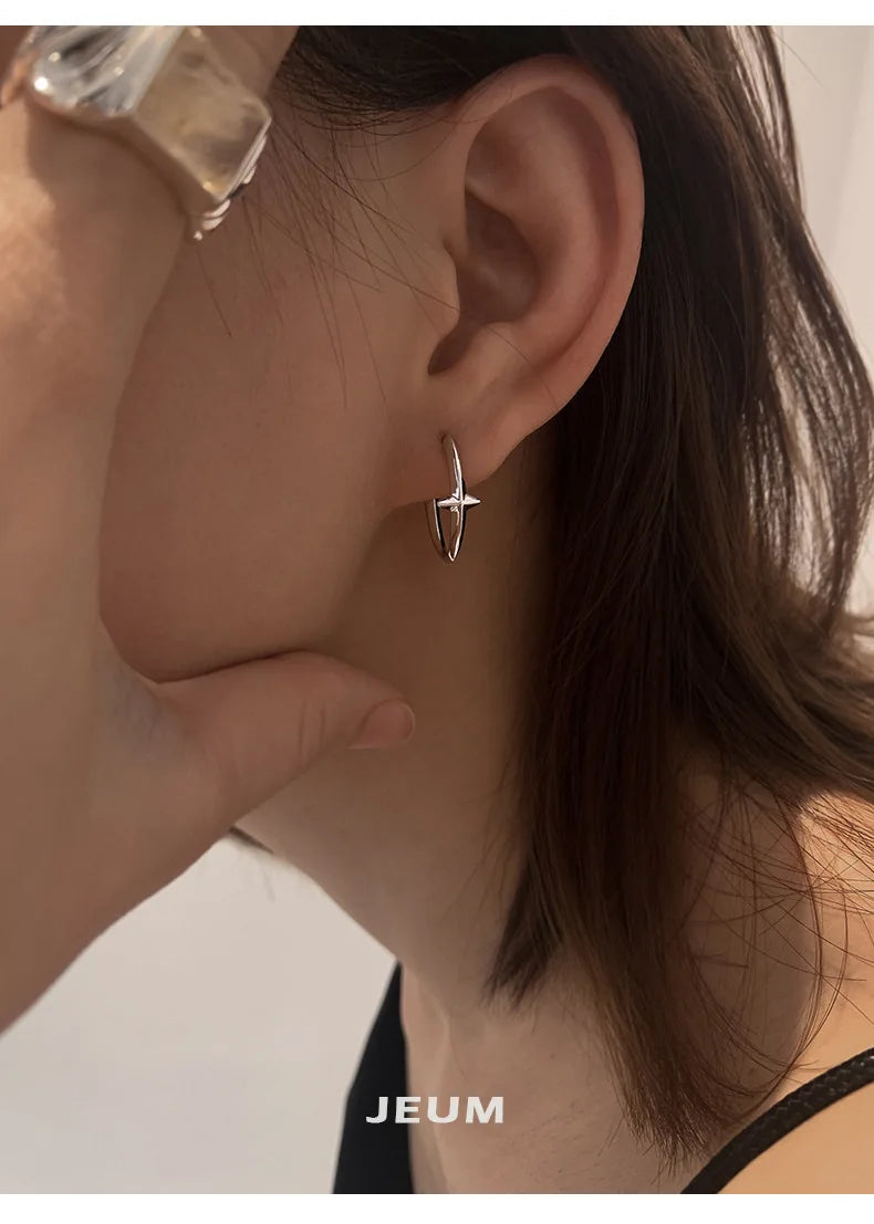 Sterling Silver Earrings Small Star Earrings Female