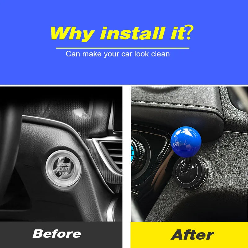 Vtear Universal Car Start/Stop Button Cover – Metal Ball Rocker Sticker Accessory