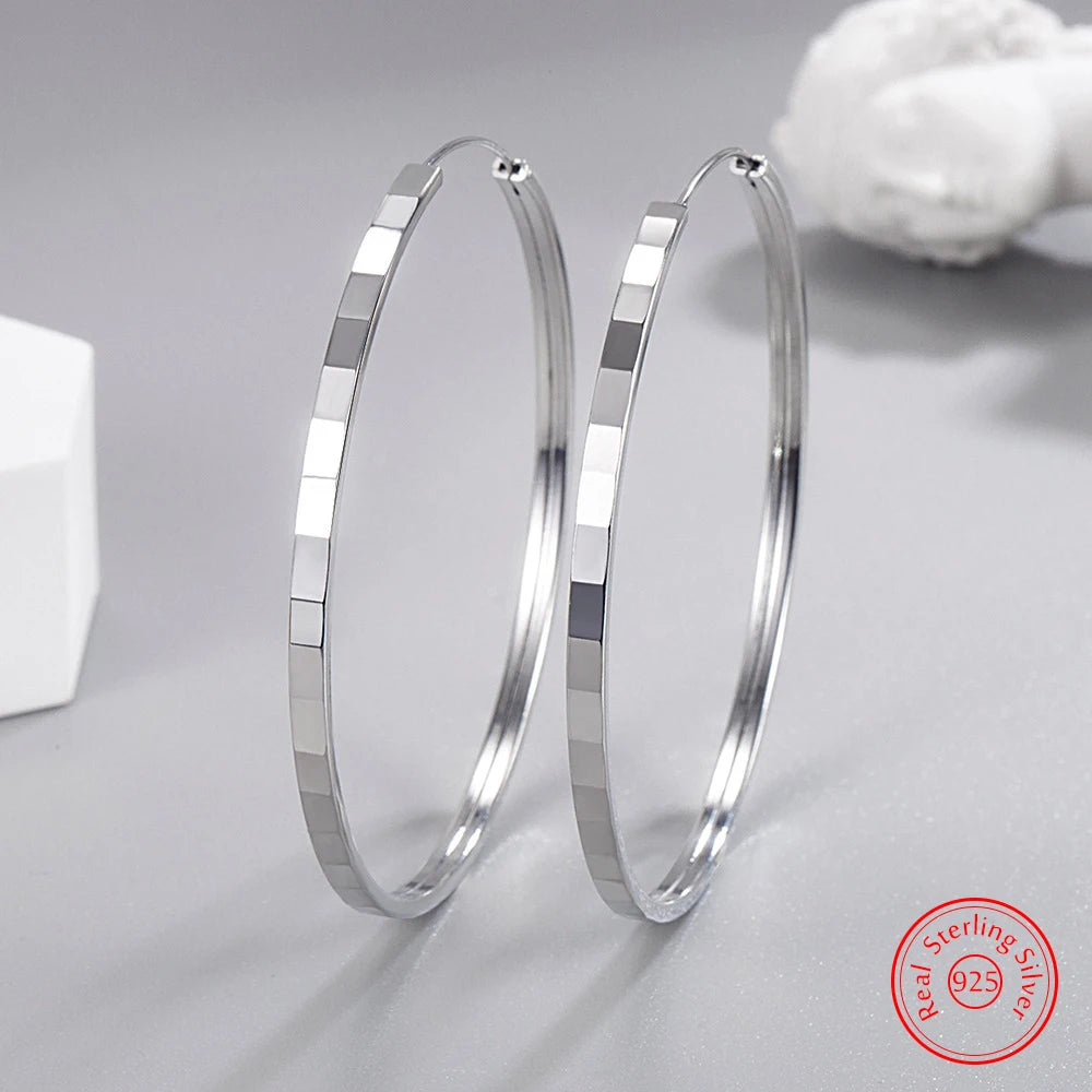 Sterling Silver Fashion Round Hoop Earrings New Jewelry For Women