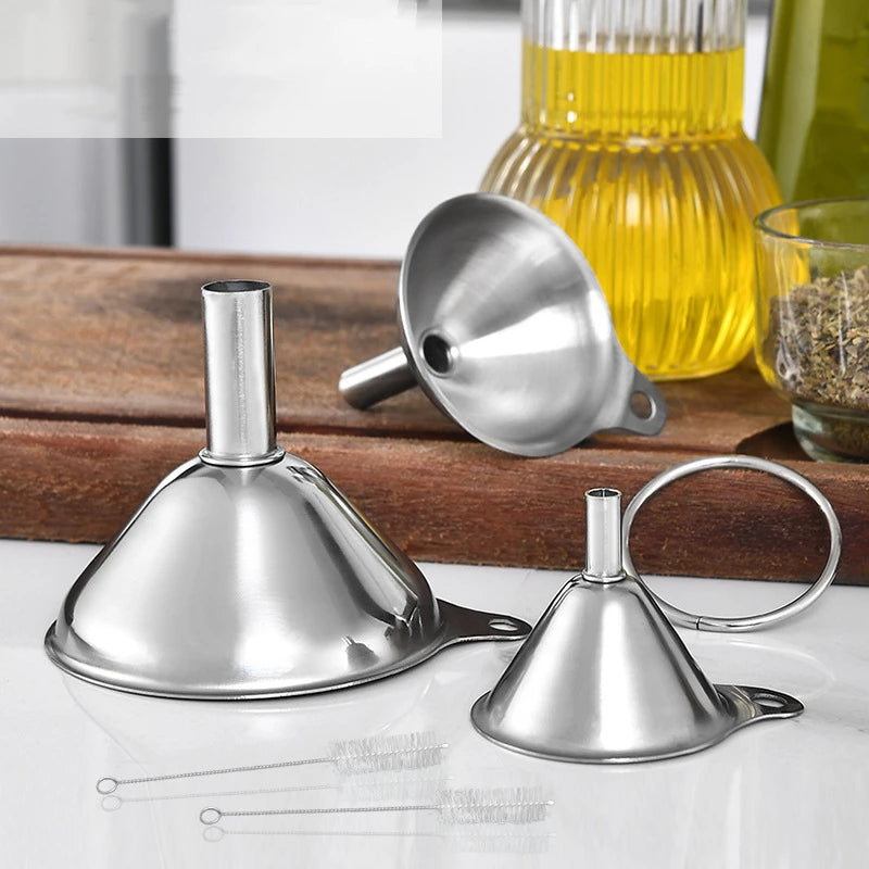 Stainless Steel Funnel Set – 3-Piece Mini Liquid Dispenser for Kitchen