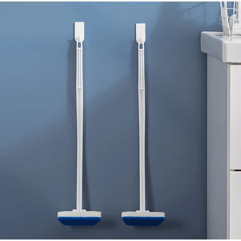 Multifunctional Bathroom Wall & Floor Brush – Long Handle Removable Sponge