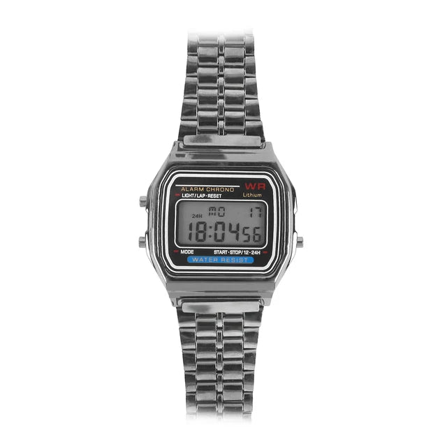 Luxury Stainless Steel Square Watch – Waterproof Digital Sports Wristwatch