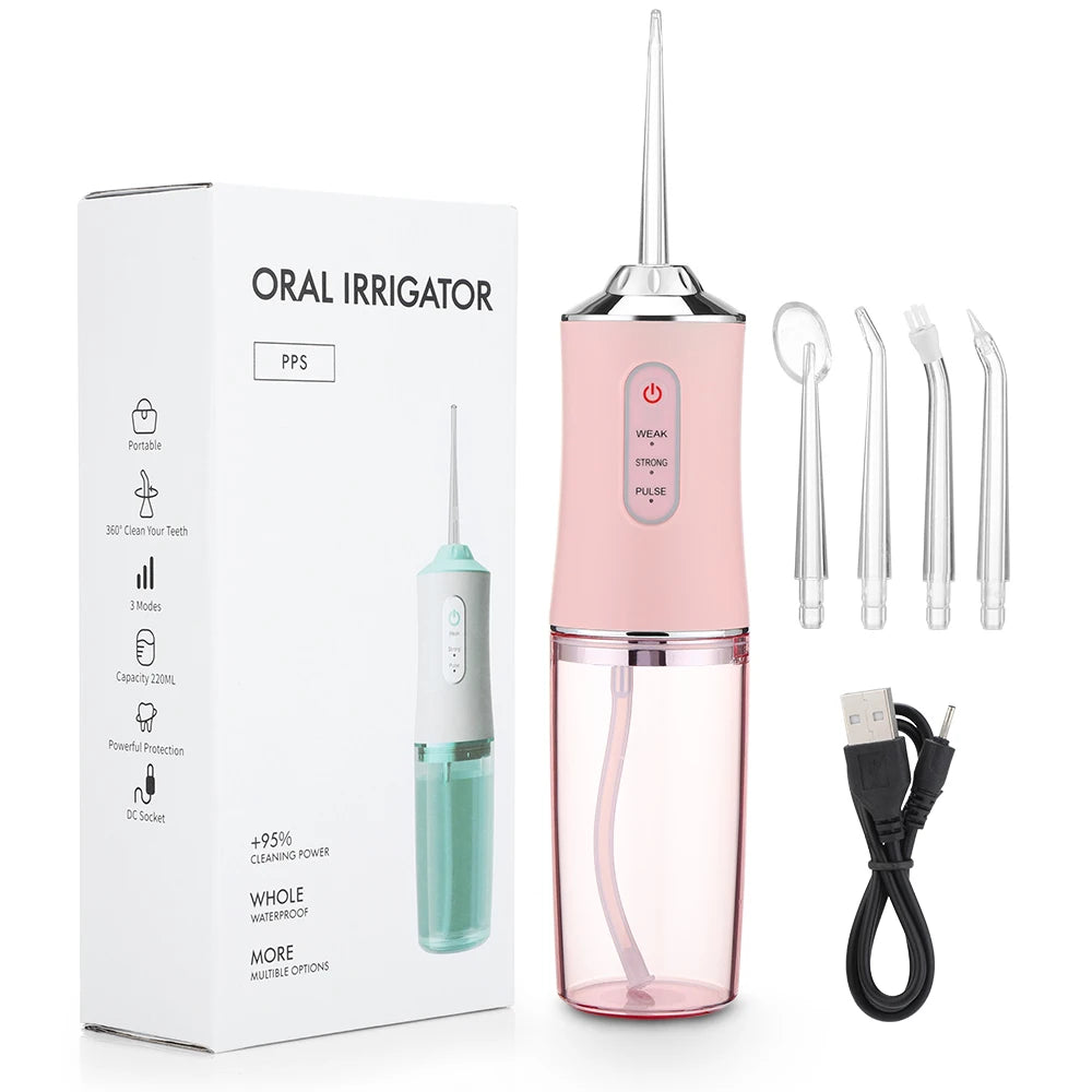 Portable Oral Irrigator – USB Rechargeable Water Flosser with 4 Jet Tips