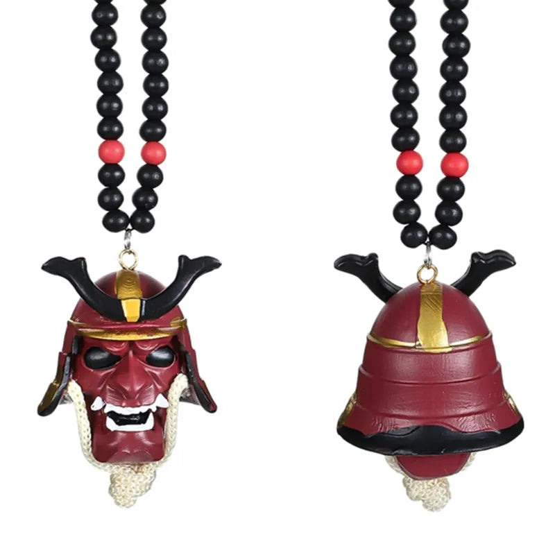 Japanese Oni Samurai Helmet Pendant – Kabuto Mask Rearview Mirror Accessory