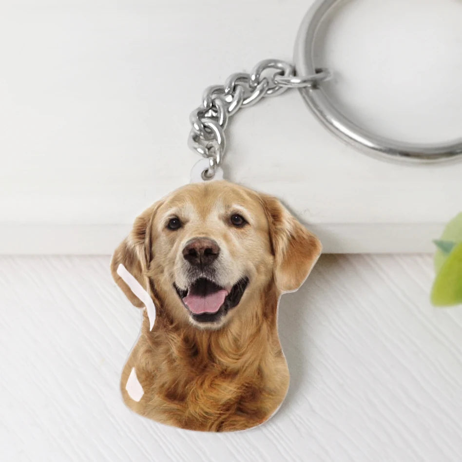 Personalized Pet Photo Keychain – Custom Dog & Cat Keyring Gift for Animal Lovers