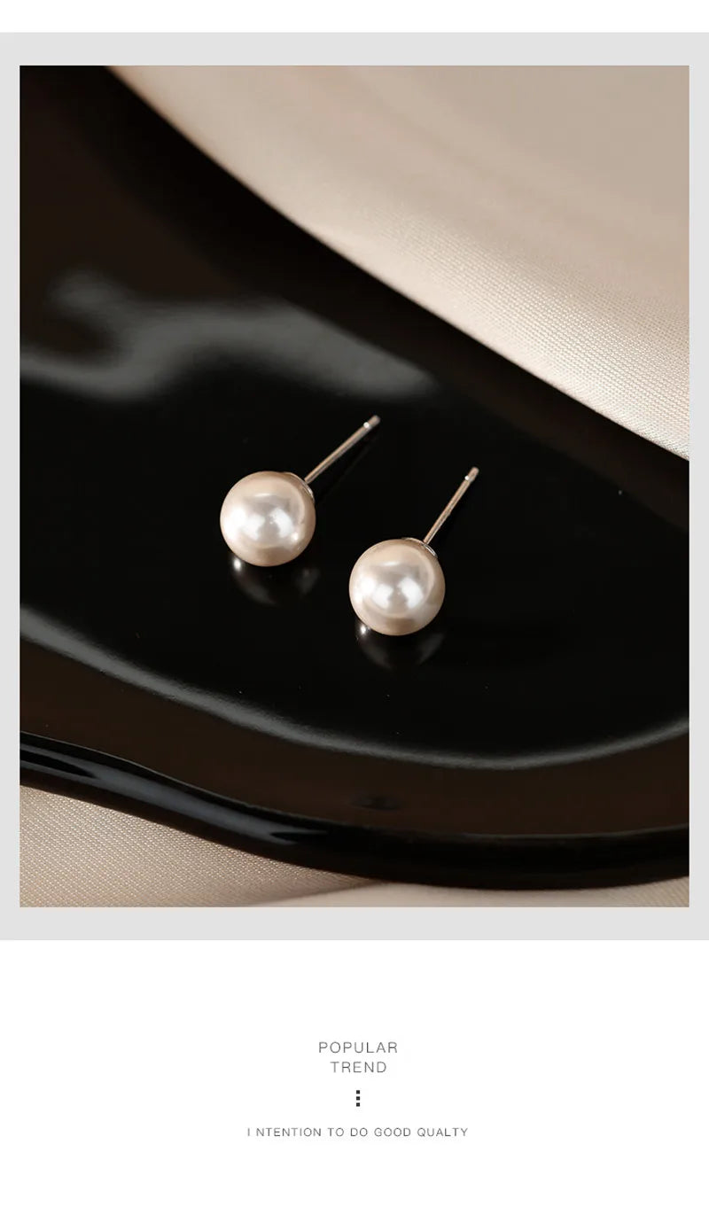 Sterling silver pearl stud earrings