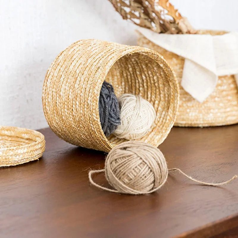 Grass Hand-woven Storage Basket With Lid