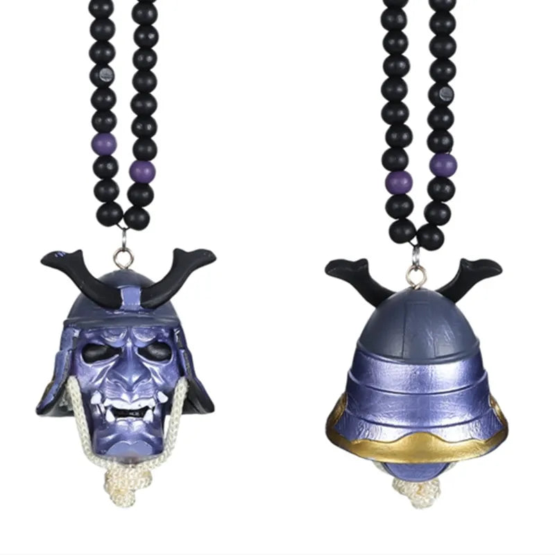 Japanese Oni Samurai Helmet Pendant – Kabuto Mask Rearview Mirror Accessory