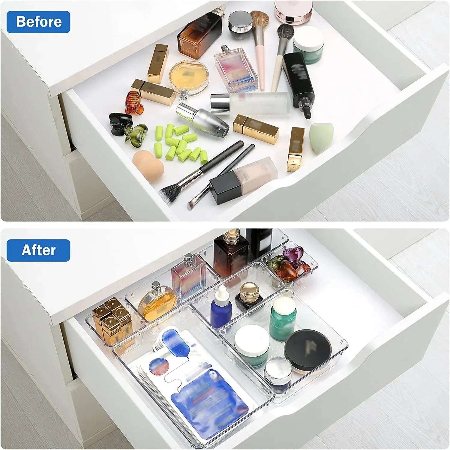 Drawer Organizers Set Clear Plastic