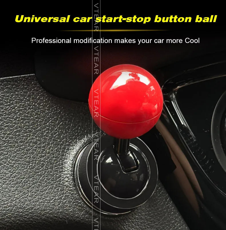 Vtear Universal Car Start/Stop Button Cover – Metal Ball Rocker Sticker Accessory